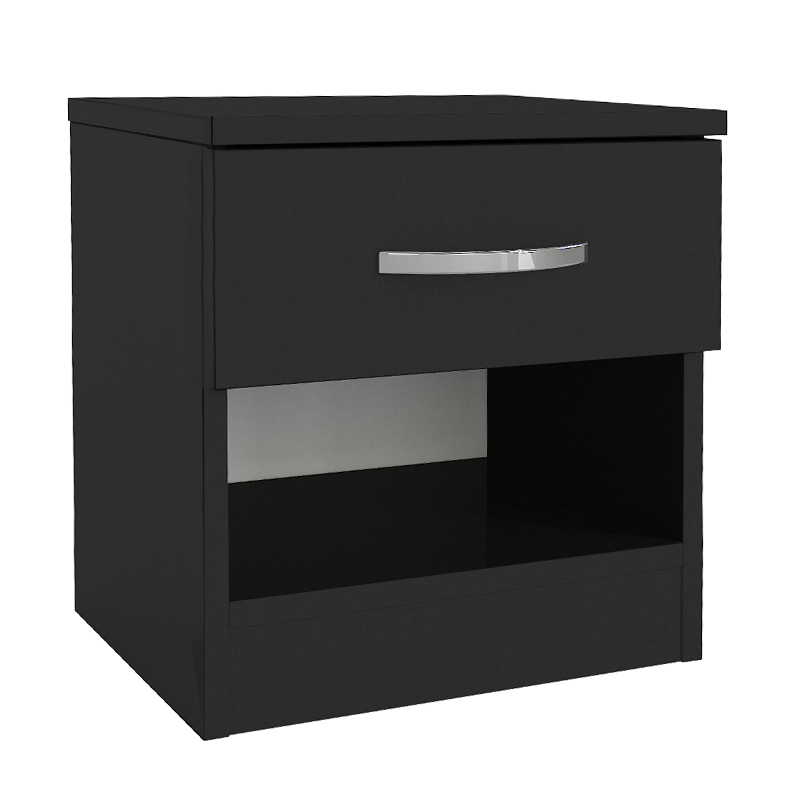 Lube Megapap melamine nightstand in black color 40x28,2x40cm.