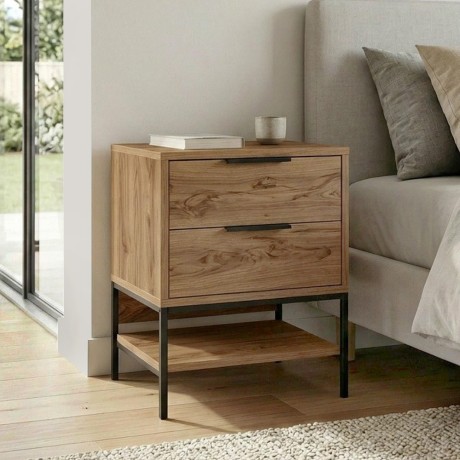 Mars Megapap melamine nightstand in walnut Ud color 45x35x58cm.