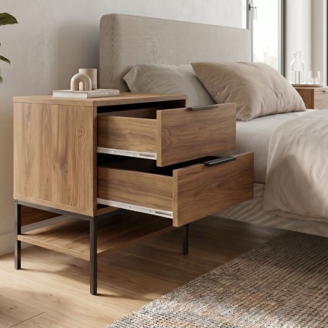 Mars Megapap melamine nightstand in walnut Ud color 45x35x58cm.