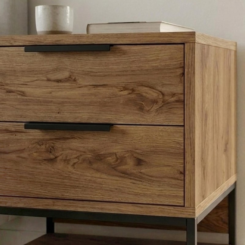 Mars Megapap melamine nightstand in walnut Ud color 45x35x58cm.