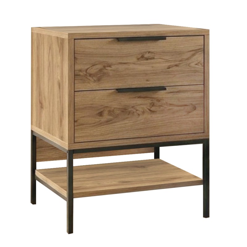 Mars Megapap melamine nightstand in walnut Ud color 45x35x58cm.