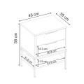 Mars Megapap melamine nightstand in walnut Ud color 45x35x58cm.