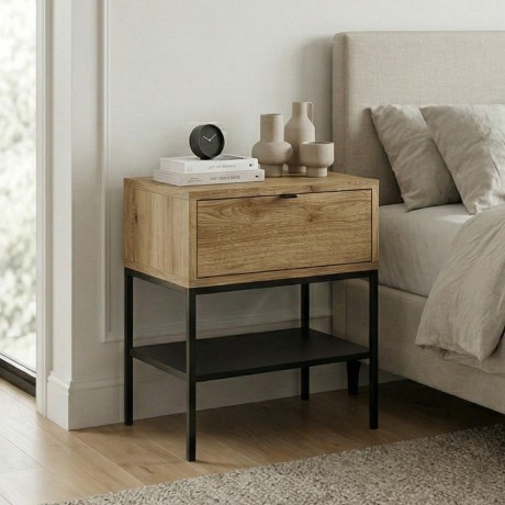 Melis Megapap melamine nightstand in walnut Ud color 45x35x56.4cm.