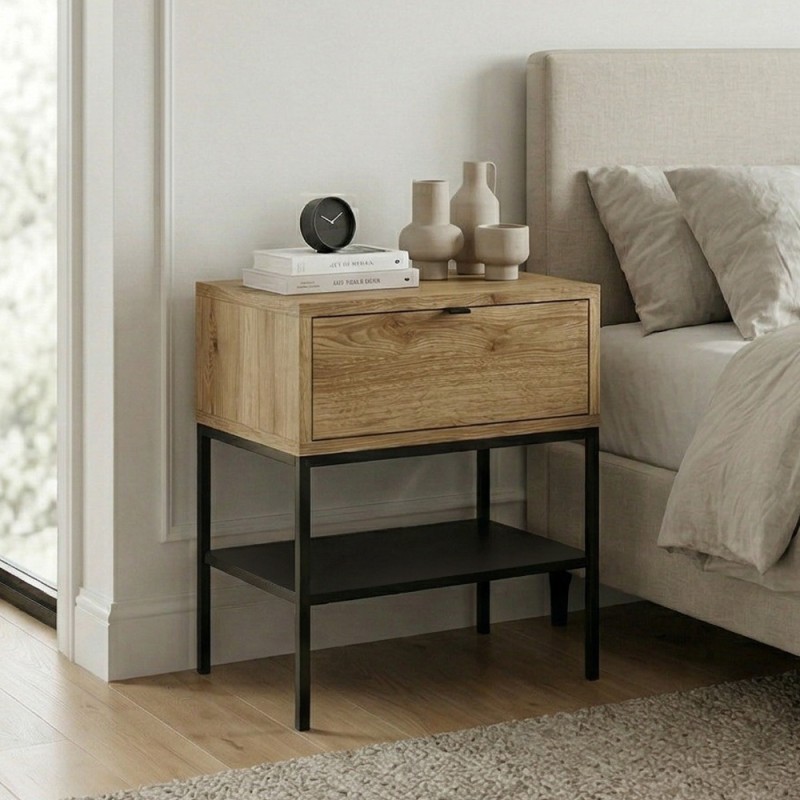 Melis Megapap melamine nightstand in walnut Ud color 45x35x56.4cm.