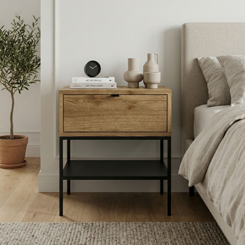 Melis Megapap melamine nightstand in walnut Ud color 45x35x56.4cm.