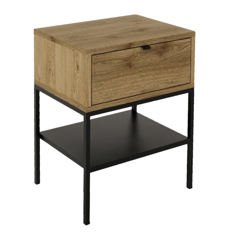 Melis Megapap melamine nightstand in walnut Ud color 45x35x56.4cm.