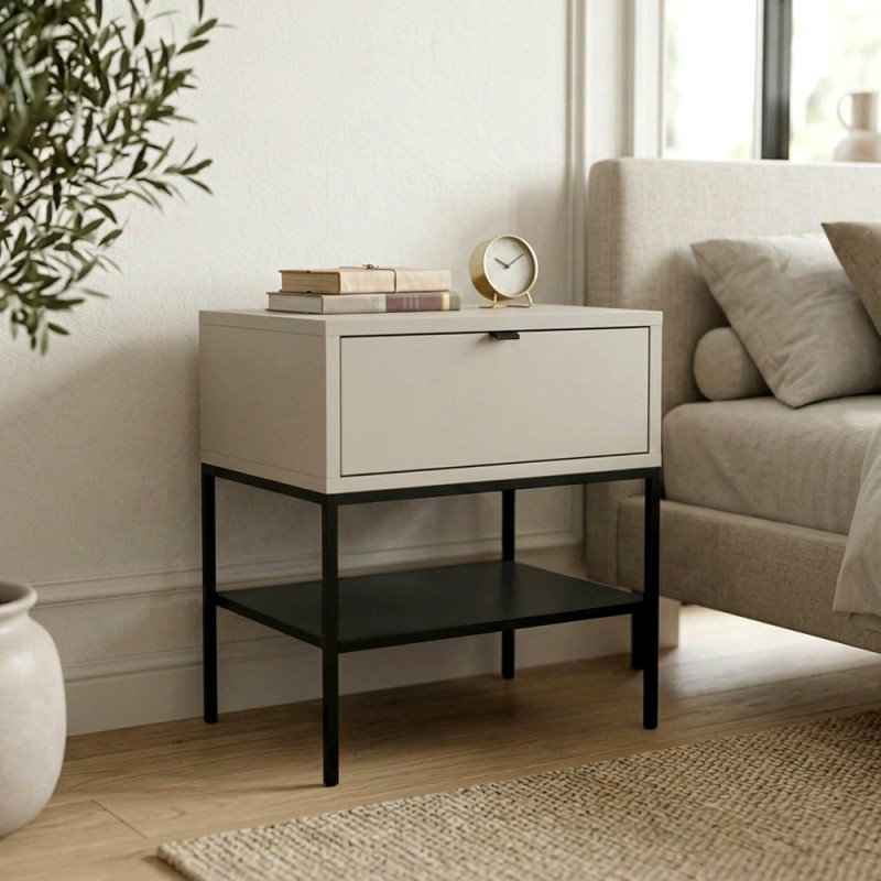 Melis Megapap melamine nightstand in sandstone color 45x35x56.4cm.
