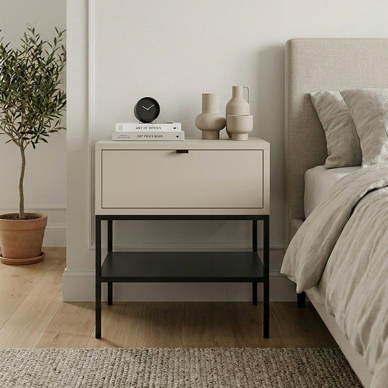 Melis Megapap melamine nightstand in sandstone color 45x35x56.4cm.