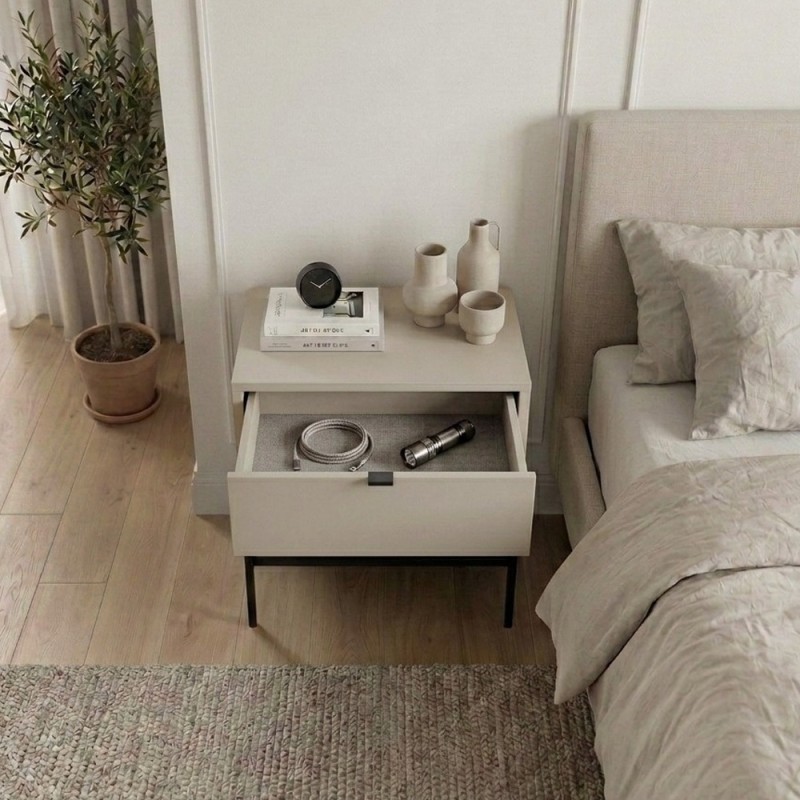 Melis Megapap melamine nightstand in sandstone color 45x35x56.4cm.