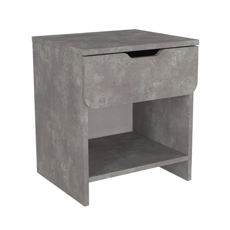 Mida Megapap melamine nightstand in concrete grey color 45x40x52cm.