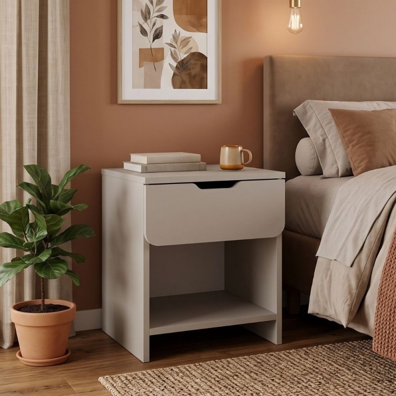 Mida Megapap melamine nightstand in sandstone color 45x40x52cm.