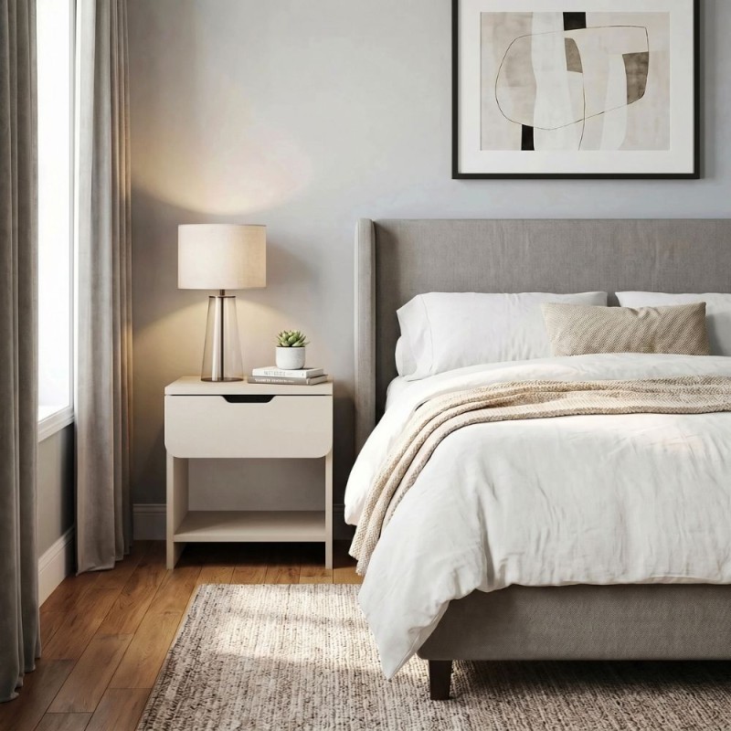 Mida Megapap melamine nightstand in sandstone color 45x40x52cm.