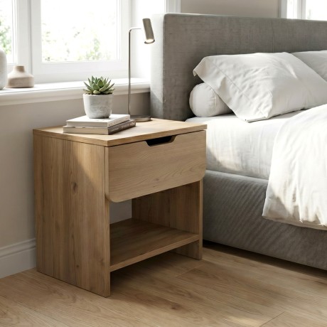 Mida Megapap melamine nightstand in sepet oak color 45x40x52cm.