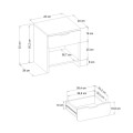 Mida Megapap melamine nightstand in travertine color 45x40x52cm.