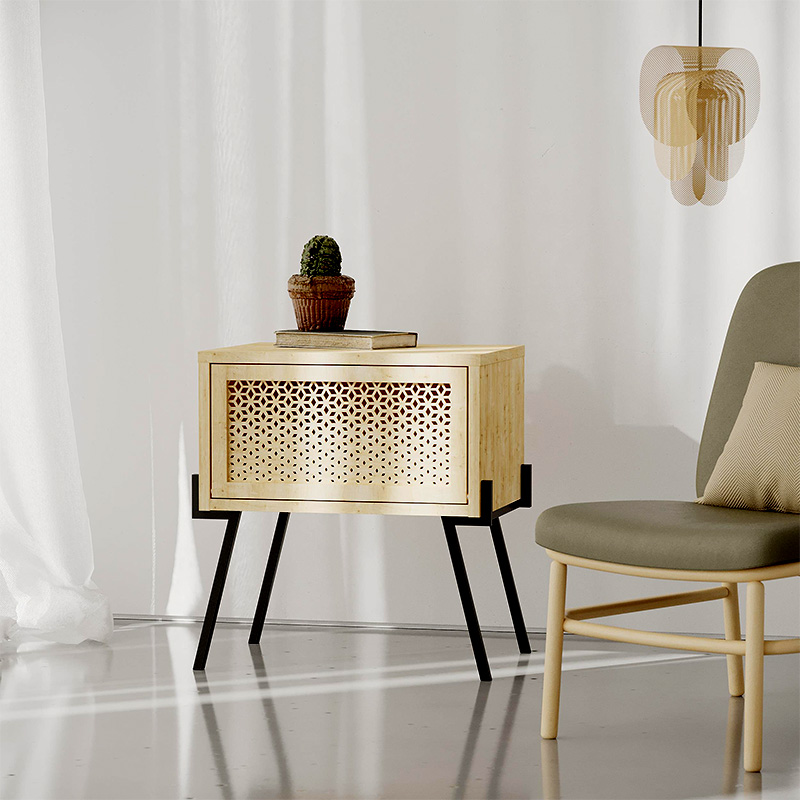 Naive Megapap melamine night-stand in oak color 48x34x51cm.