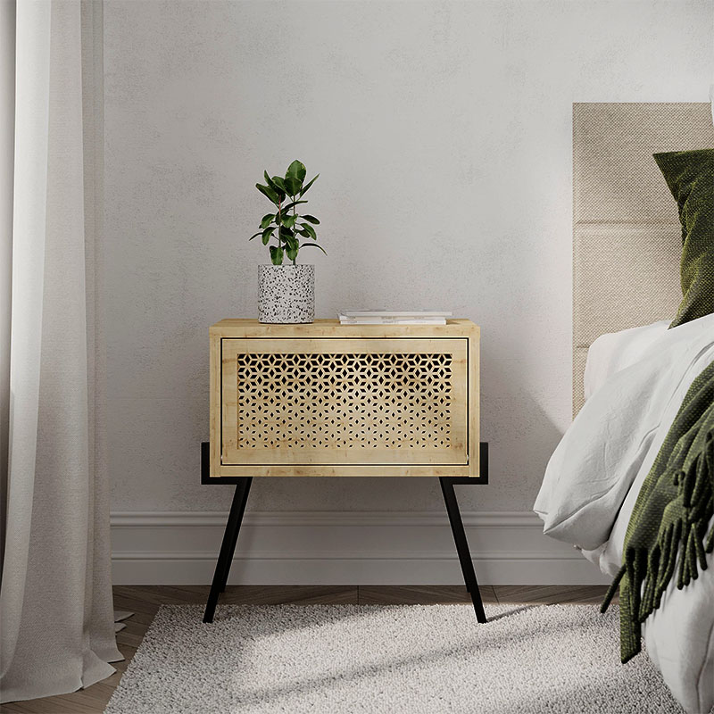 Naive Megapap melamine night-stand in oak color 48x34x51cm.