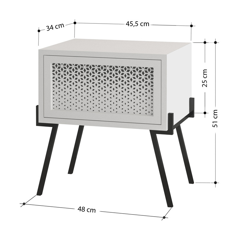 Naive Megapap melamine night-stand in oak color 48x34x51cm.
