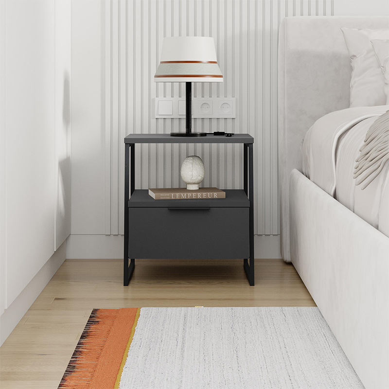 Pal Megapap melamine night-stand in anthracite color 45x40x50cm.