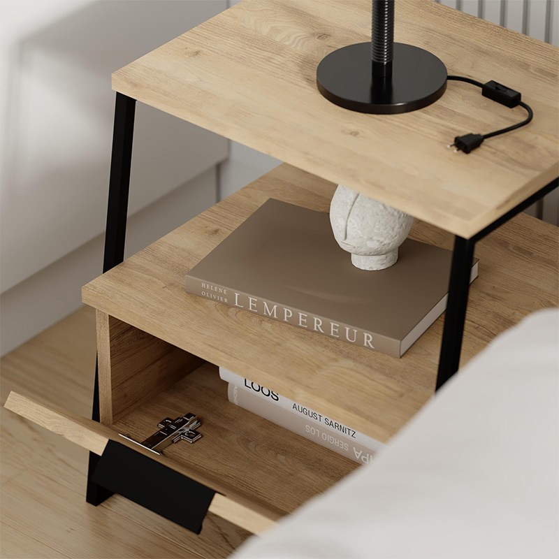 Pal Megapap melamine night-stand in oak color 45x40x50cm.