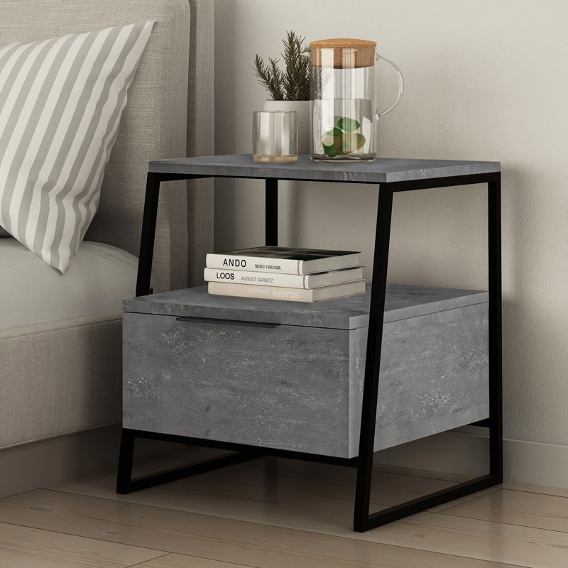 Pal Megapap melamine night-stand in retro grey color 45x40x50cm.