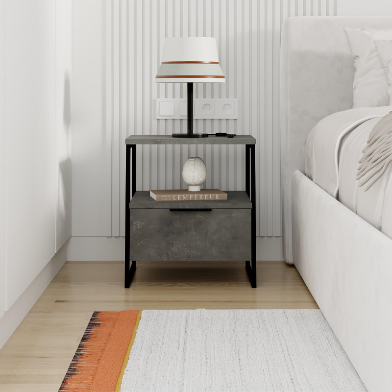 Pal Megapap melamine night-stand in retro grey color 45x40x50cm.