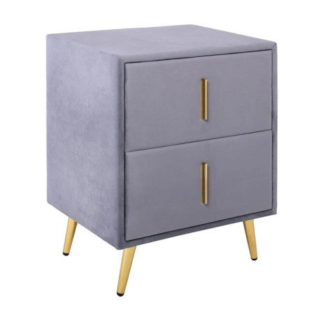 Κομοδίνο Passion ύφασμα velure χρώμα γκρι 51x40x65εκ.