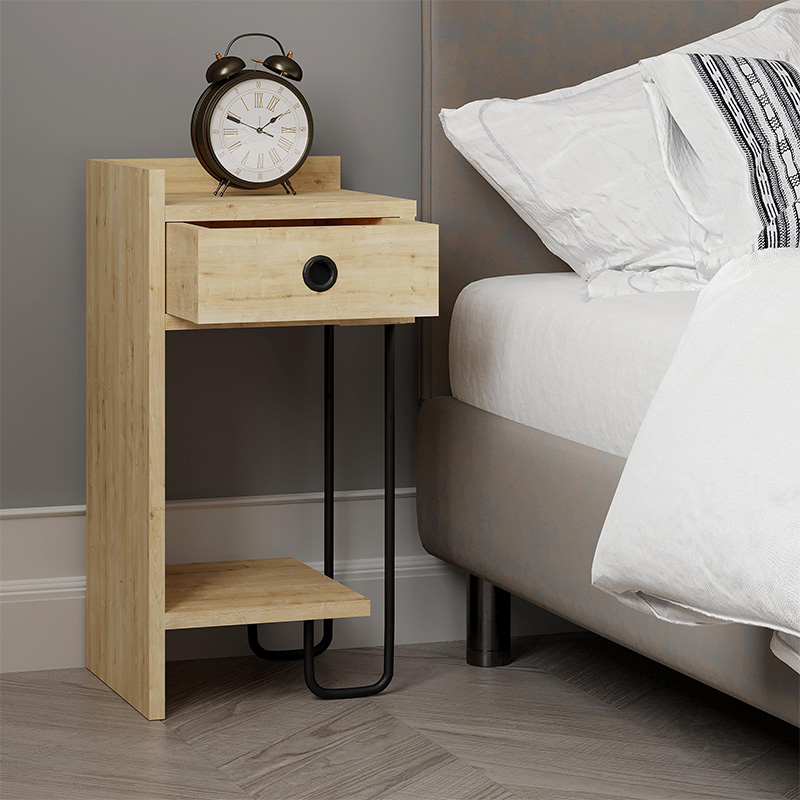 Sirius Megapap melamine night-stand left in oak color 32x30x61cm.