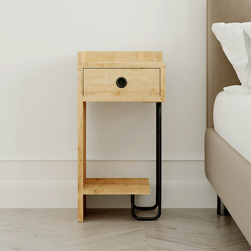 Sirius Megapap melamine night-stand left in oak color 32x30x61cm.