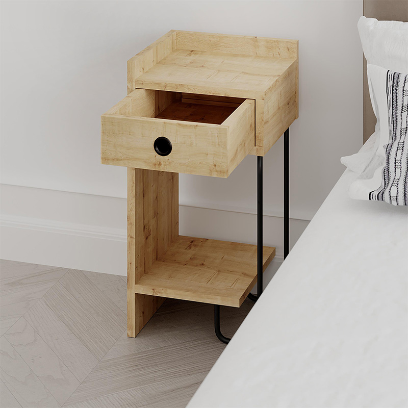 Sirius Megapap melamine night-stand left in oak color 32x30x61cm.