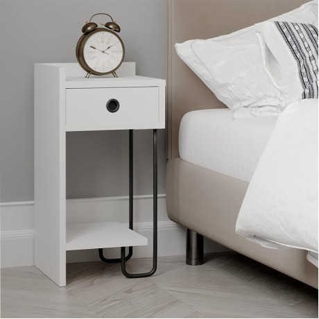 Sirius Megapap melamine night-stand left in white color 32x30x61cm.