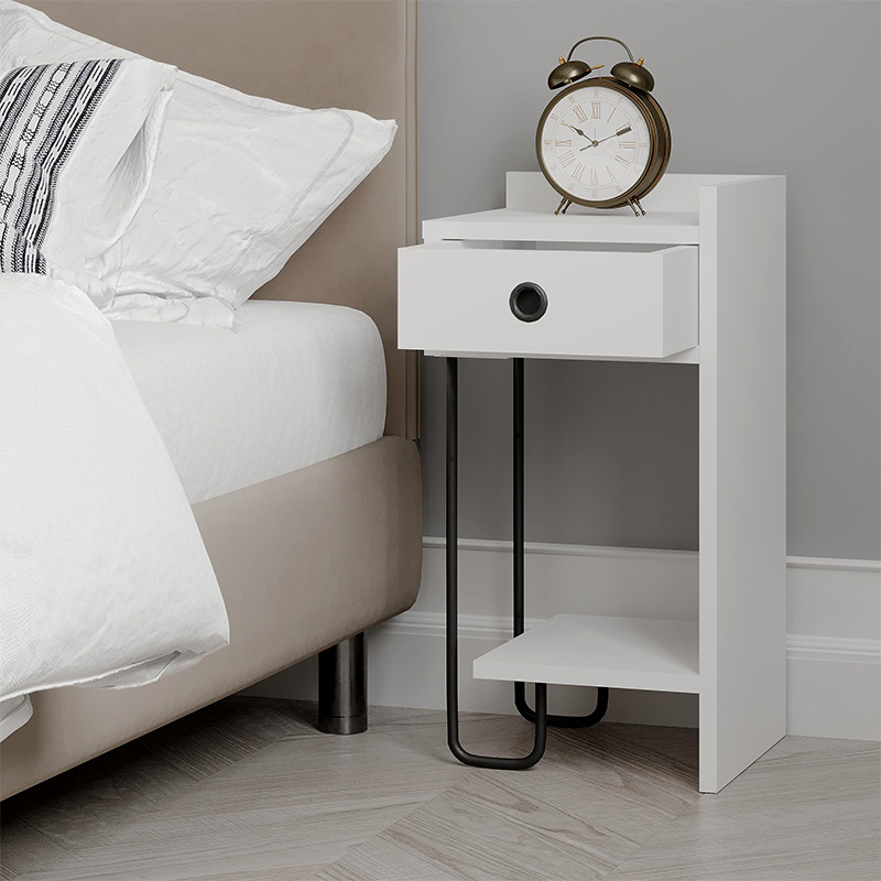 Sirius Megapap melamine night-stand right in white color 32x30x61cm.