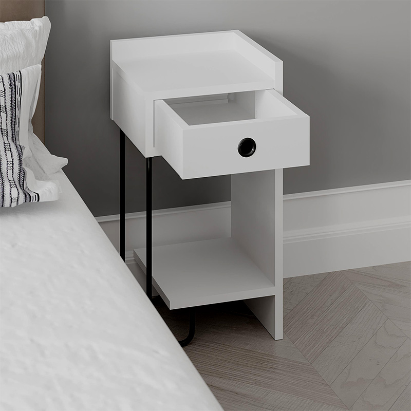 Sirius Megapap melamine night-stand right in white color 32x30x61cm.