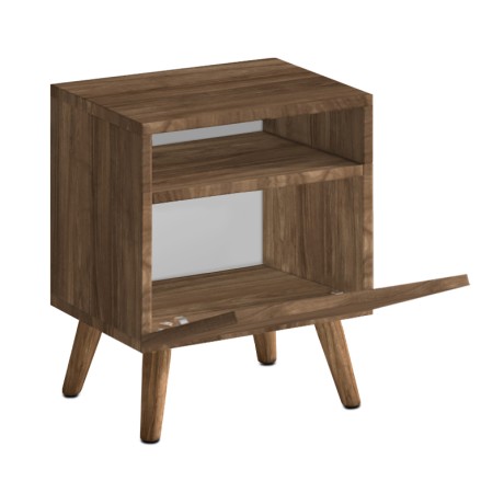 Sole Megapap melamine bedside table in walnut color 30x40x47,6cm.
