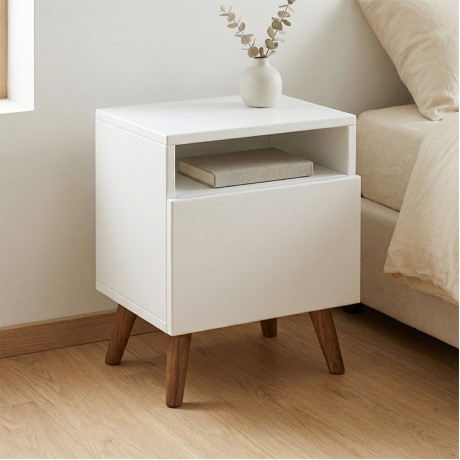 Sole Megapap melamine bedside table in white color 30x40x47,6cm.