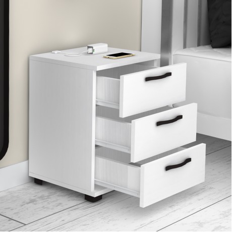Roco Megapap melamine night stand in white color 40x39x57cm.
