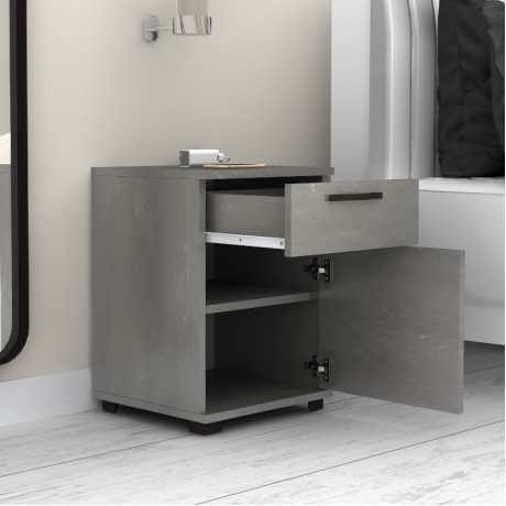 Veto Megapap melamine night stand in concrete grey color 40x39x57cm.