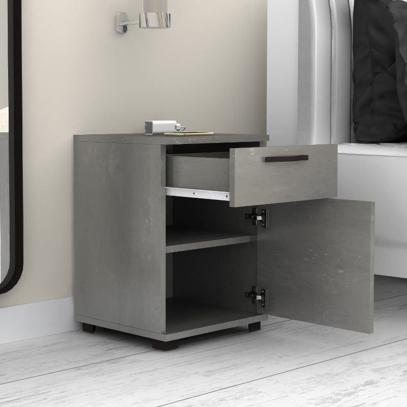 Veto Megapap melamine night stand in concrete grey color 40x39x57cm.