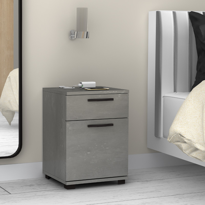 Veto Megapap melamine night stand in concrete grey color 40x39x57cm.