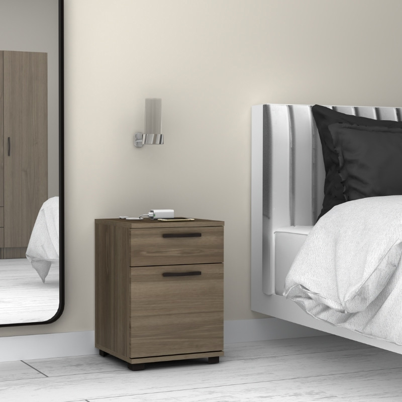 Veto Megapap melamine night stand in walnut color 40x39x57cm.