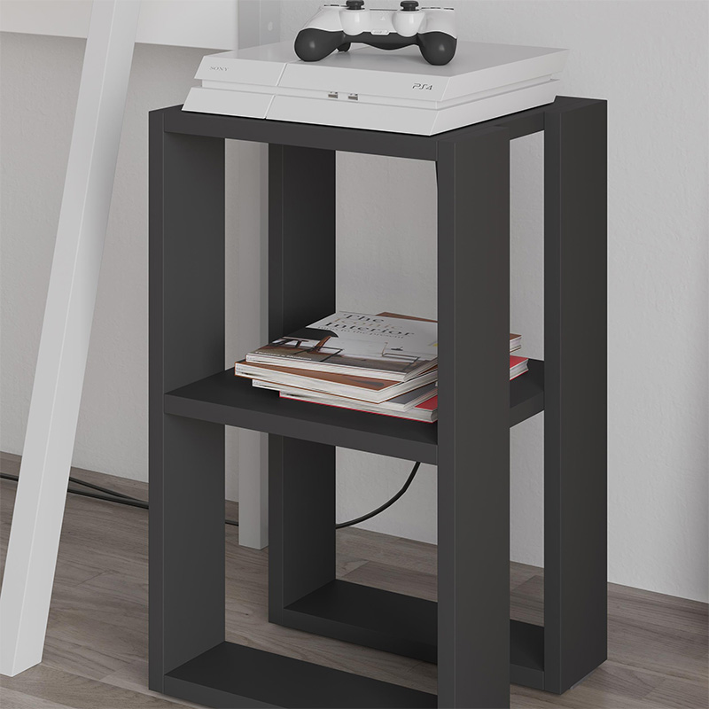Lonie Megapap melamine nightstand - side table in anthracite color 34x30x55cm.