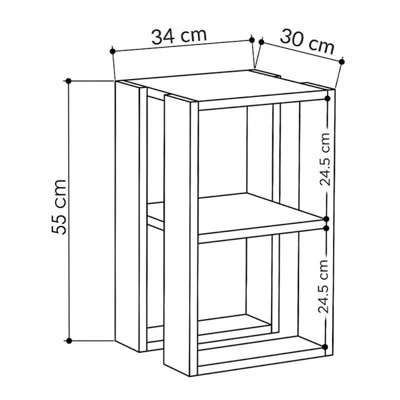 Lonie Megapap melamine nightstand - side table in anthracite color 34x30x55cm.