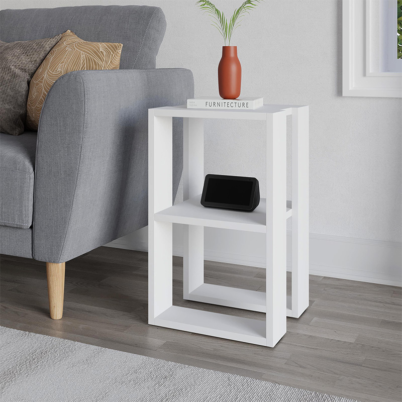 Lonie Megapap melamine nightstand - side table in white color 34x30x55cm.