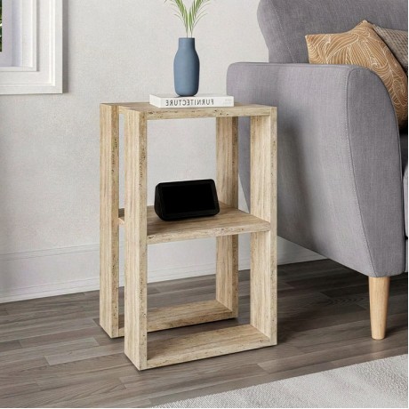 Κομοδίνο - Τραπεζάκι βοηθητικό Lonie Megapap χρώμα travertine 34x30x55εκ.