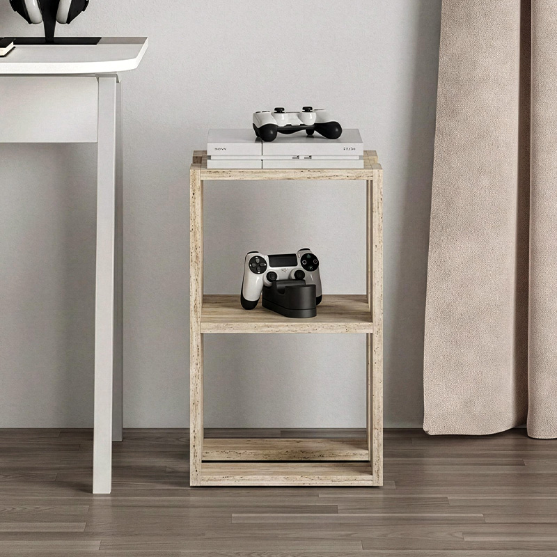 Lonie Megapap melamine nightstand - side table in travertine color 34x30x55cm.