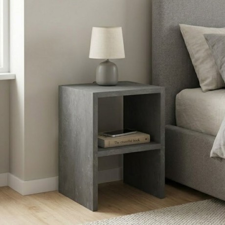 Smile Megapap melamine nightstand - side table in concrete grey color 30x30x40cm.