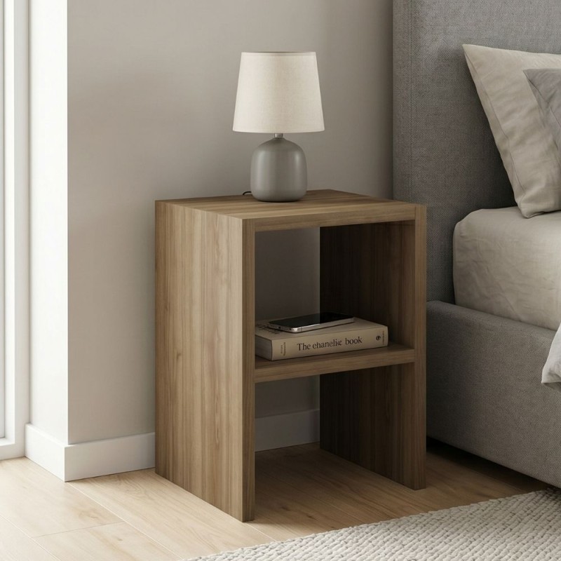 Smile Megapap melamine nightstand - side table in walnut color 30x30x40cm.
