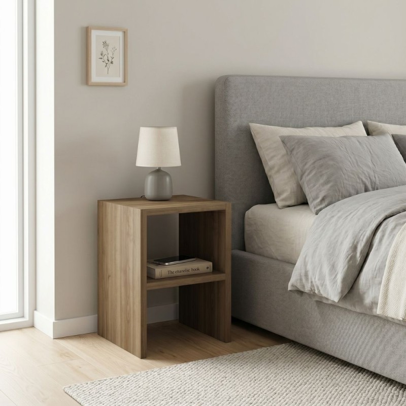 Smile Megapap melamine nightstand - side table in walnut color 30x30x40cm.