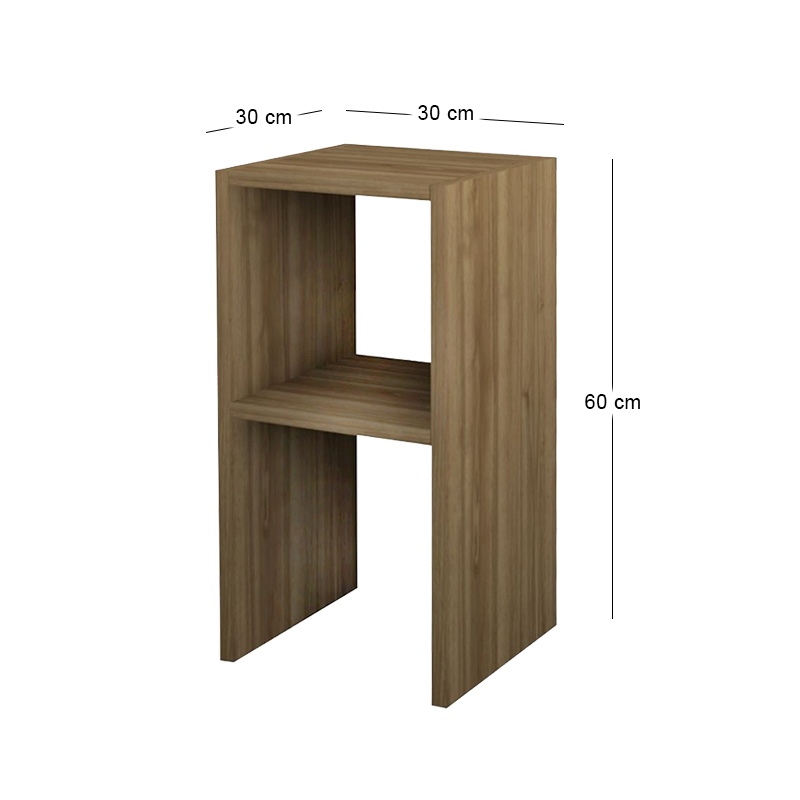 Smile Megapap melamine nightstand - side table in walnut color 30x30x60cm.