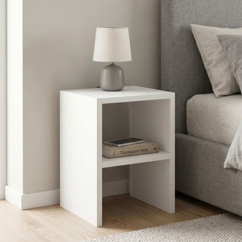 Smile Megapap melamine nightstand - side table in white color 30x30x40cm.