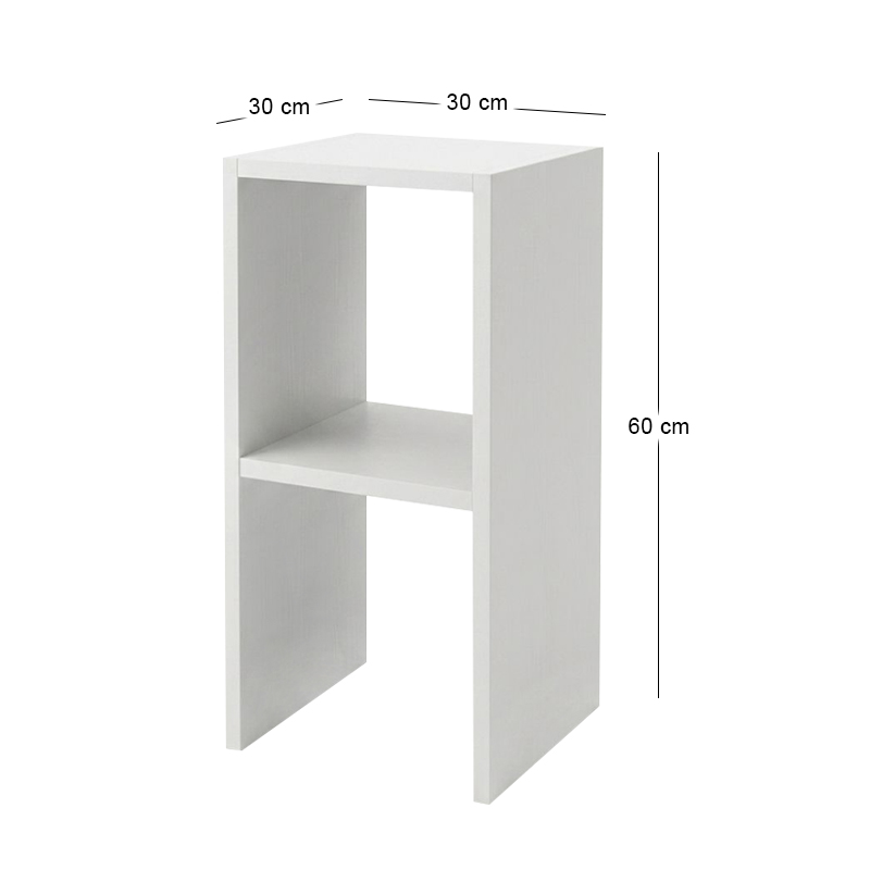 Smile Megapap melamine nightstand - side table in white color 30x30x60cm.